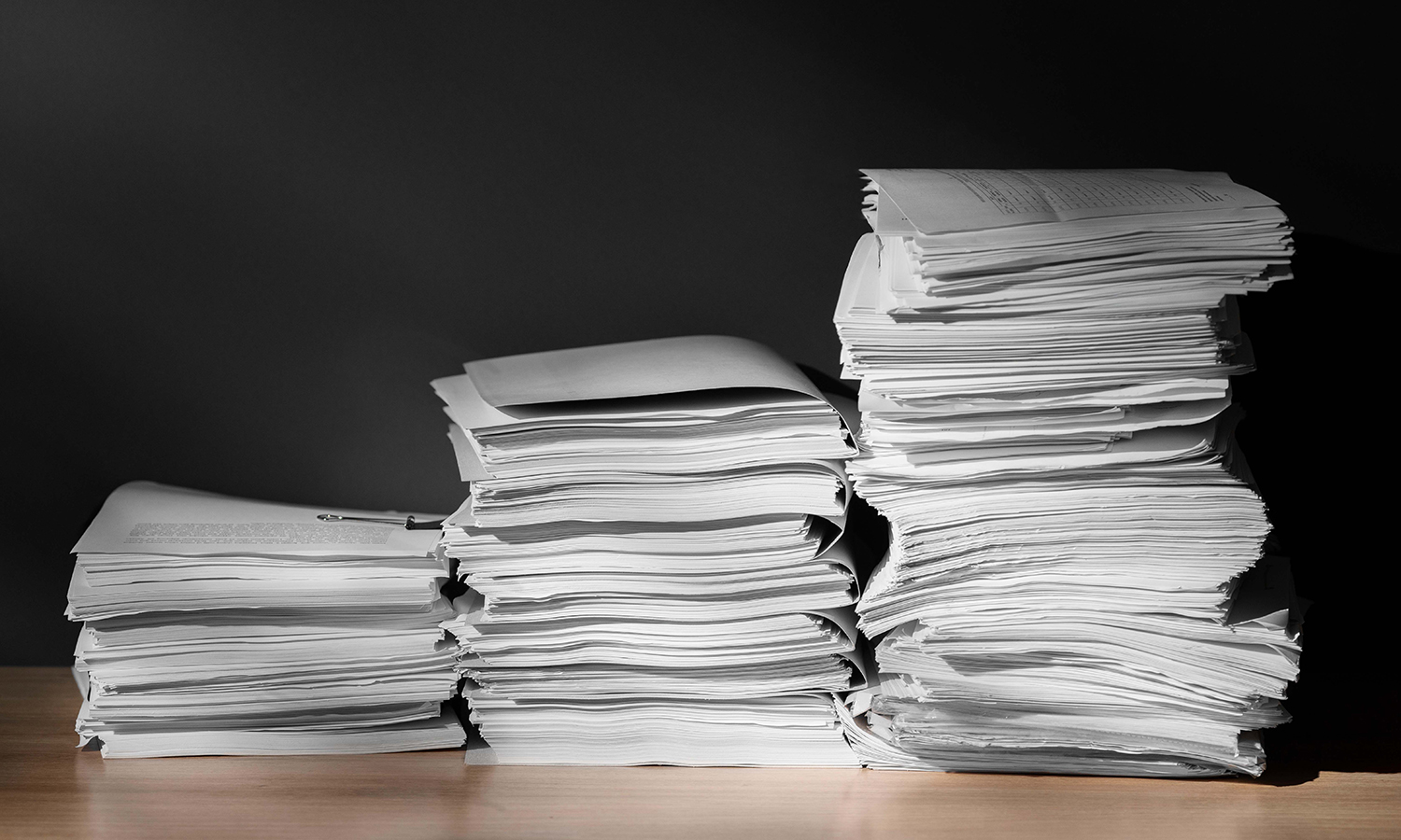 Stack of documents on a desk